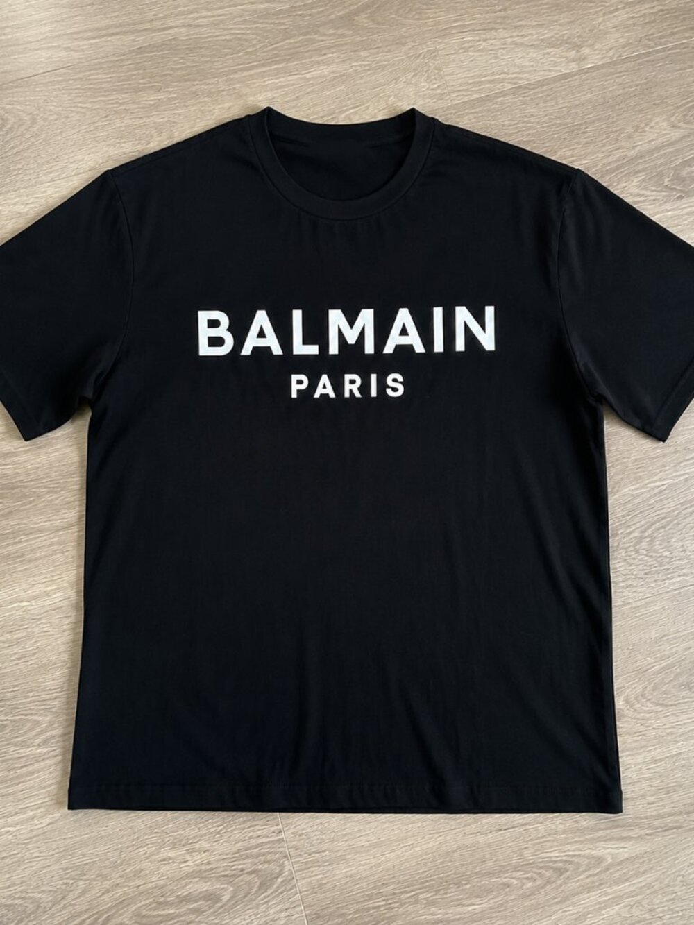 Balmain Paris Logo T-Shirt Black Men's Short Sleeve Cotton